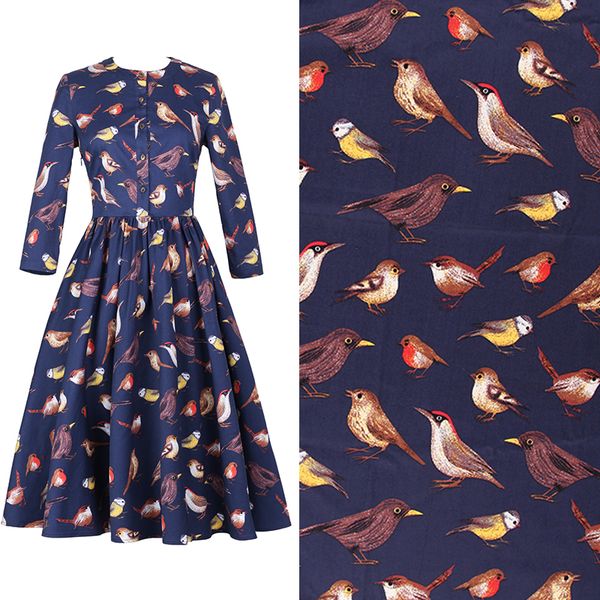 the bird printing high-density stretch original cotton fabric for summer dress telas a metro bright cloth diy vestido tecido diy, Black;white 
the bird printing high-density stretch original cotton fabric for summer dress telas a metro bright cloth diy vestido tecido diy, Black;white