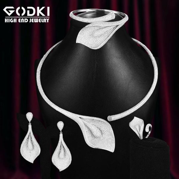 godki flower lily women wedding naija bridal cubic zirconia necklace dubai dress jewelry set, Silver
godki flower lily women wedding naija bridal cubic zirconia necklace dubai dress jewelry set, Silver