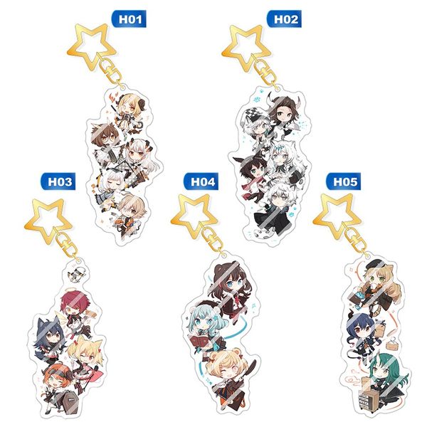 game arknights cute keychain cartoon characters acrylic double-sided keyring for bags keys, Silver