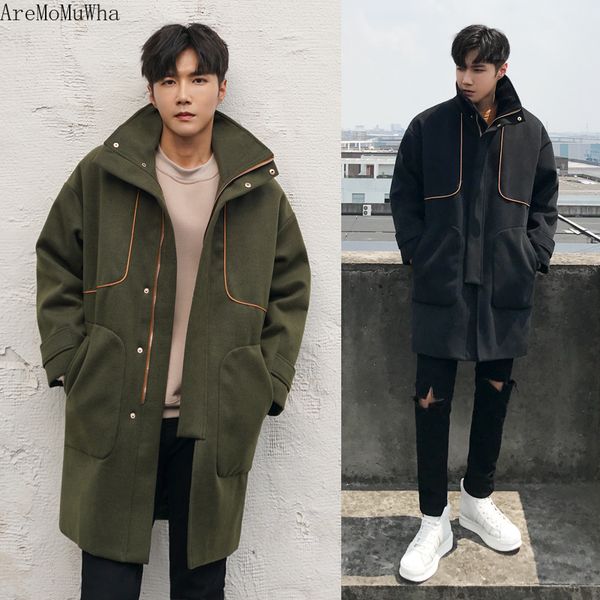 aremomuwha homemade winter new casual men's side of the army green long section woolen coat men's coat korean overcoat men 1238, Black
aremomuwha homemade winter new casual men's side of the army green long section woolen coat men's coat korean overcoat men 1238, Black