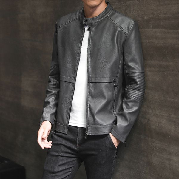 autumn & winter youth korean-style leather coat men's trend stand collar versatile casual plus velvet slim fit pu leather jacket, Black
autumn & winter youth korean-style leather coat men's trend stand collar versatile casual plus velvet slim fit pu leather jacket, Black