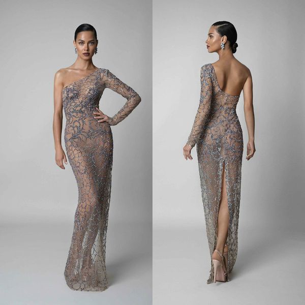 berta 2020 evening dresses one shoulder long sleeves lace sequins mermaid prom gowns open back sweep train special occasion dress, Black;red
berta 2020 evening dresses one shoulder long sleeves lace sequins mermaid prom gowns open back sweep train special occasion dress, Black;red