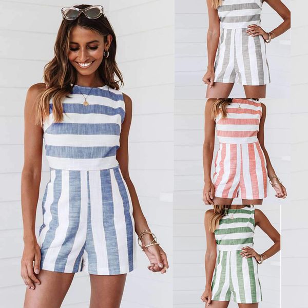 2019 new fashion summer blue green gray pink women's loose jumpsuit casual o-neck sleeveless waist romper, Black;white
2019 new fashion summer blue green gray pink women's loose jumpsuit casual o-neck sleeveless waist romper, Black;white
