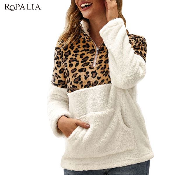women coat autumn personality all-match color-blocked leopard printed long sleeve zipper winter coat soft jacket female, Black
women coat autumn personality all-match color-blocked leopard printed long sleeve zipper winter coat soft jacket female, Black