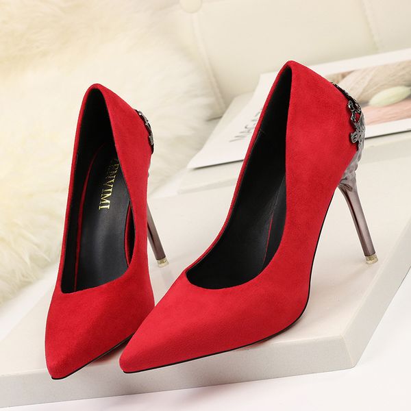 metal carved heels shoes women solid color pumps elegant flock high heels fashion wedding shoes famale women heel, Black
metal carved heels shoes women solid color pumps elegant flock high heels fashion wedding shoes famale women heel, Black