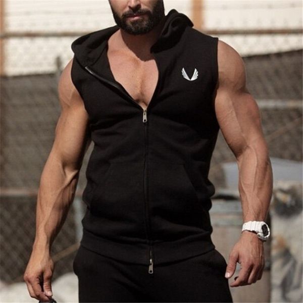 fitness hoodies sleeveless men bodybuilding clothing hooded hoodie zipper workout jackets tanksudadera hombre sweatshirts, Black
fitness hoodies sleeveless men bodybuilding clothing hooded hoodie zipper workout jackets tanksudadera hombre sweatshirts, Black