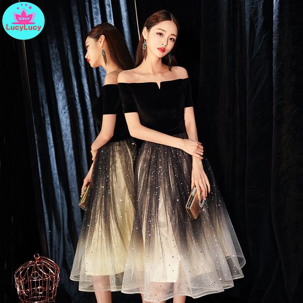 2019 new banquet elegant black long section word shoulder slim slimming dress party off the shoulder patchwork, Black;gray
2019 new banquet elegant black long section word shoulder slim slimming dress party off the shoulder patchwork, Black;gray