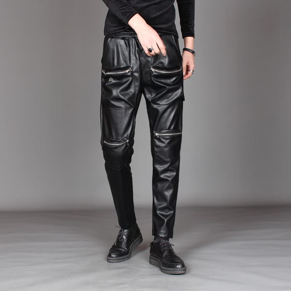 original autumn menswear korean version of self-dressing locomotive leather pants personalized zipper decoration pu taper pants, Black
original autumn menswear korean version of self-dressing locomotive leather pants personalized zipper decoration pu taper pants, Black