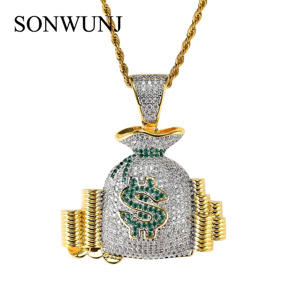 Bling bling Hip Hop Money Bag $ Pendant Copper Micro pave with CZ stones Necklace Jewelry for men and women CN003
Bling bling Hip Hop Money Bag $ Pendant Copper Micro pave with CZ stones Necklace Jewelry for men and women CN003