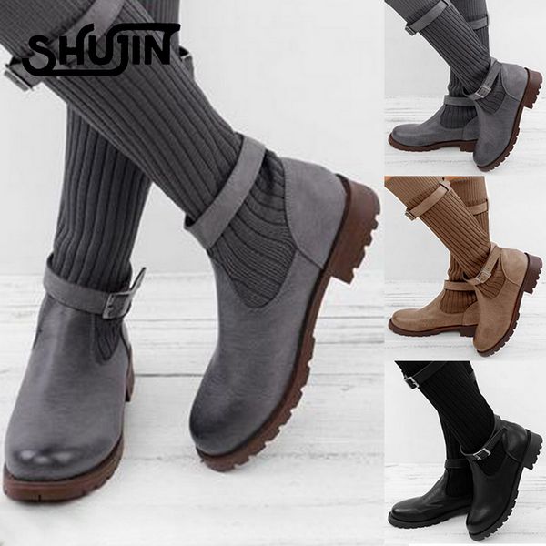 shujin women mid-calf boots spring autumn flat shoes round toe pu leather boots sweet ladies elastic socks shoes plus size 35-43, Black
shujin women mid-calf boots spring autumn flat shoes round toe pu leather boots sweet ladies elastic socks shoes plus size 35-43, Black