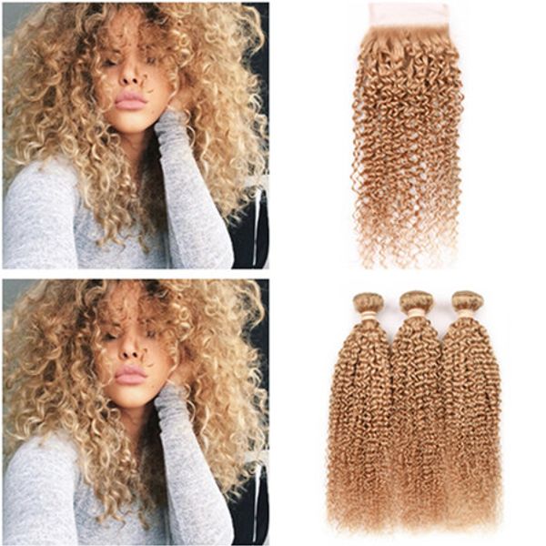 kinky curly #27 honey blonde peruvian virgin human hair bundles with closure blonde weaves extensions with 4x4 lace front closure 4pcs lot, Black;brown
kinky curly #27 honey blonde peruvian virgin human hair bundles with closure blonde weaves extensions with 4x4 lace front closure 4pcs lot, Black;brown