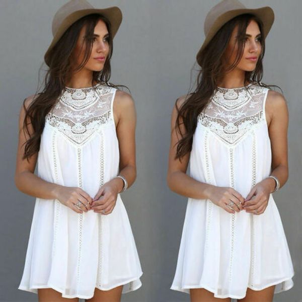 stylish women's lace sleeveless solid-white mini dress lady summer casual loose party club bridesmaids dress s-xl, Black;gray
stylish women's lace sleeveless solid-white mini dress lady summer casual loose party club bridesmaids dress s-xl, Black;gray