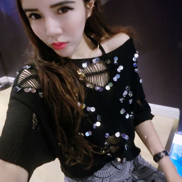 xuxi sequined hollow sweater women's summer new loose bat sleeve hole short shorts women's blouse tide 2020 women fz1343, White;black
xuxi sequined hollow sweater women's summer new loose bat sleeve hole short shorts women's blouse tide 2020 women fz1343, White;black