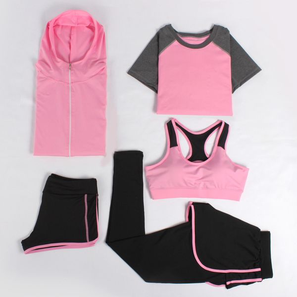 yoga set women tracksuits bra+pants+shirt+short+jacket 5 pieces gym sports clothing running exercise breathable fitness 4 colors, White;red
yoga set women tracksuits bra+pants+shirt+short+jacket 5 pieces gym sports clothing running exercise breathable fitness 4 colors, White;red