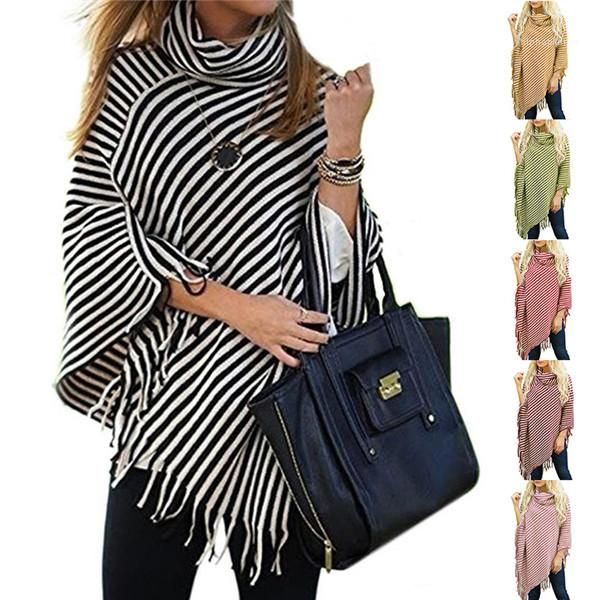 loose knit ladies cape coats striped womens cape fashion elegant turtle neck tassel women outerwear cape spring, Black
loose knit ladies cape coats striped womens cape fashion elegant turtle neck tassel women outerwear cape spring, Black