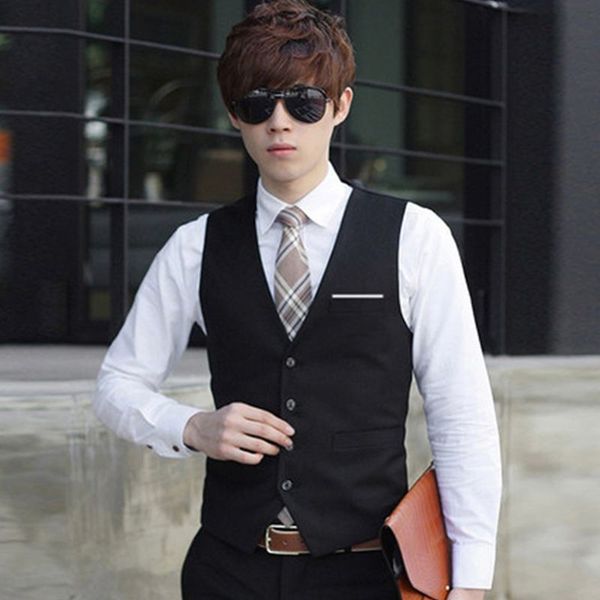men's formal business slim fit chain dress vest suit waistcoat tuxedo gracious, Black;white
men's formal business slim fit chain dress vest suit waistcoat tuxedo gracious, Black;white