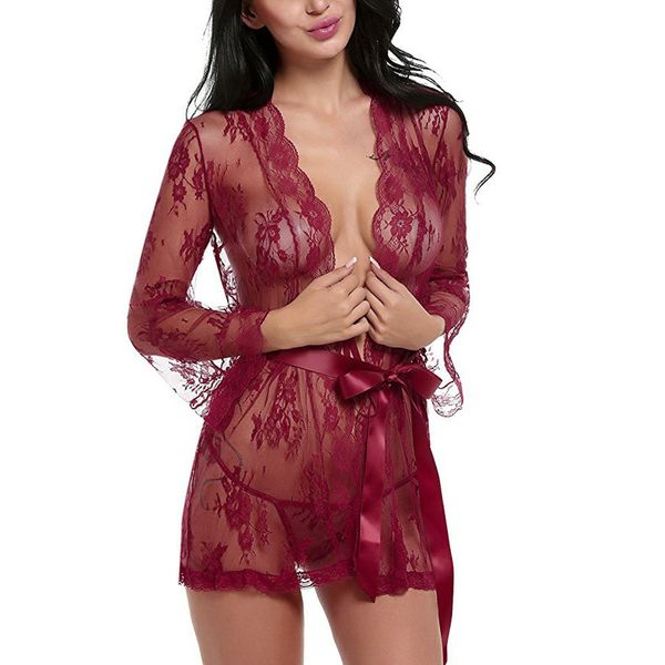 women robes lace coat robe dress feminino nightdress sleepwear see-through sleepdress dress+g-string set 7/22, Black;red
women robes lace coat robe dress feminino nightdress sleepwear see-through sleepdress dress+g-string set 7/22, Black;red