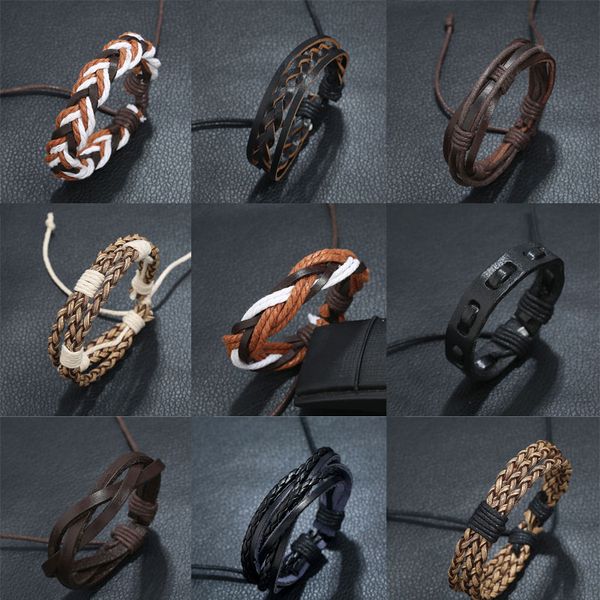 16 styles handmade braided rope leather charm bracelets fashion jewelry for women men party club wear, Golden;silver
16 styles handmade braided rope leather charm bracelets fashion jewelry for women men party club wear, Golden;silver