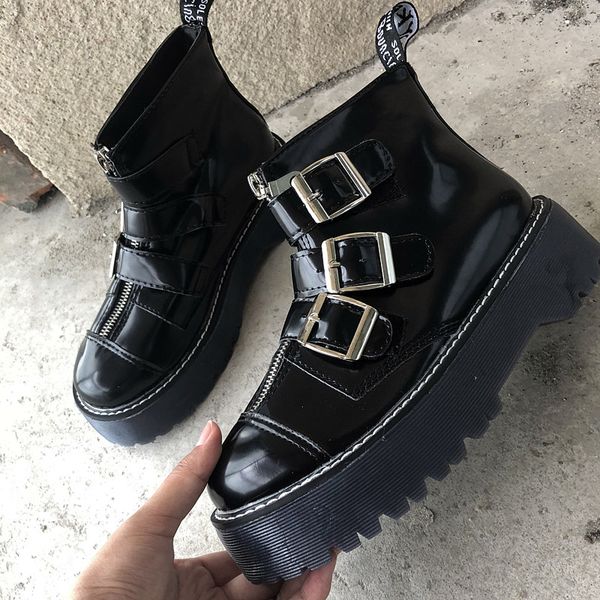black patent leather ankle boots for women boots buckle platform women winter shoes punk gothic female
black patent leather ankle boots for women boots buckle platform women winter shoes punk gothic female