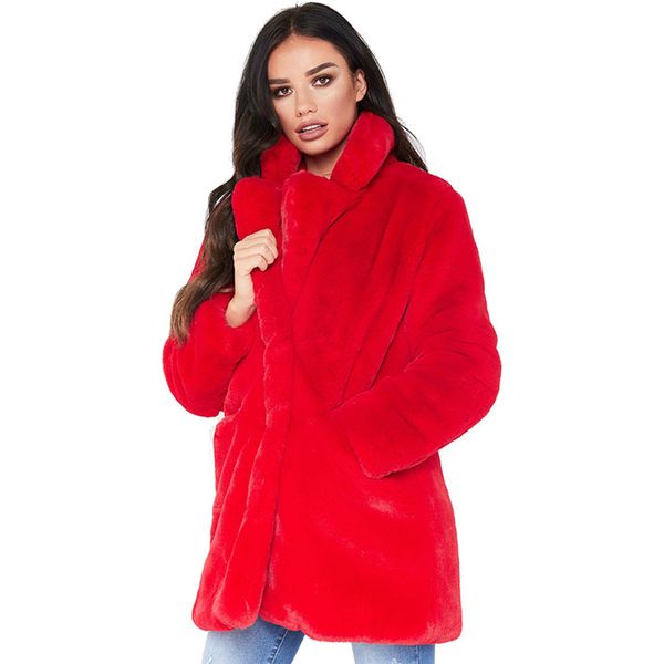 women's faux fur coat turn down collar warm jackets long sleeve pockets fur outwear coat female clothes plus size fluffy, Black
women's faux fur coat turn down collar warm jackets long sleeve pockets fur outwear coat female clothes plus size fluffy, Black