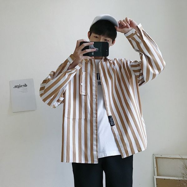 spring new dress shirt men fashion striped cotton shirt man casual streetwear trend wild loose long-sleeved male, White;black
spring new dress shirt men fashion striped cotton shirt man casual streetwear trend wild loose long-sleeved male, White;black