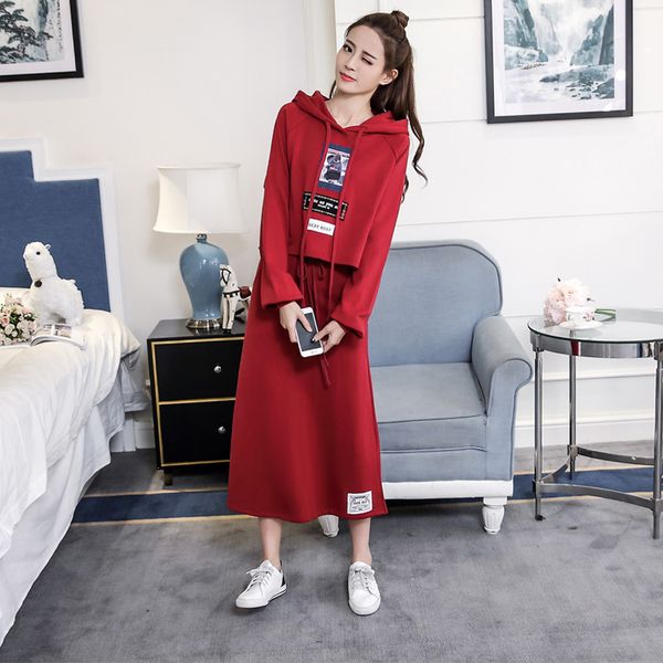 set female 2018 autumn new women's two-piece casual temperament print hooded collar long-sleeved clothes + elegant fashion skirt, Gray
set female 2018 autumn new women's two-piece casual temperament print hooded collar long-sleeved clothes + elegant fashion skirt, Gray