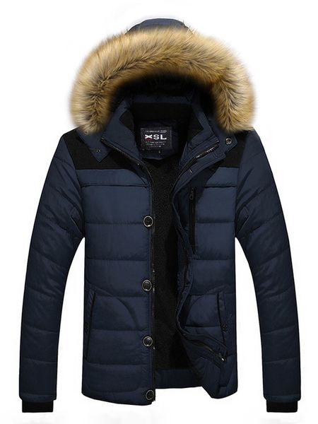 men's winter coat hood fur warm jackets basic outwear double thick overcoat men parkas, Black
men's winter coat hood fur warm jackets basic outwear double thick overcoat men parkas, Black