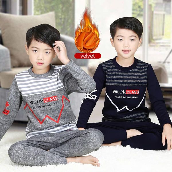 2 sets of boys plus velvet warm shirt pants suit children's pajamas thicken autumn and winter bottom shirt underwear 12-15 years old, Blue;red
2 sets of boys plus velvet warm shirt pants suit children's pajamas thicken autumn and winter bottom shirt underwear 12-15 years old, Blue;red
