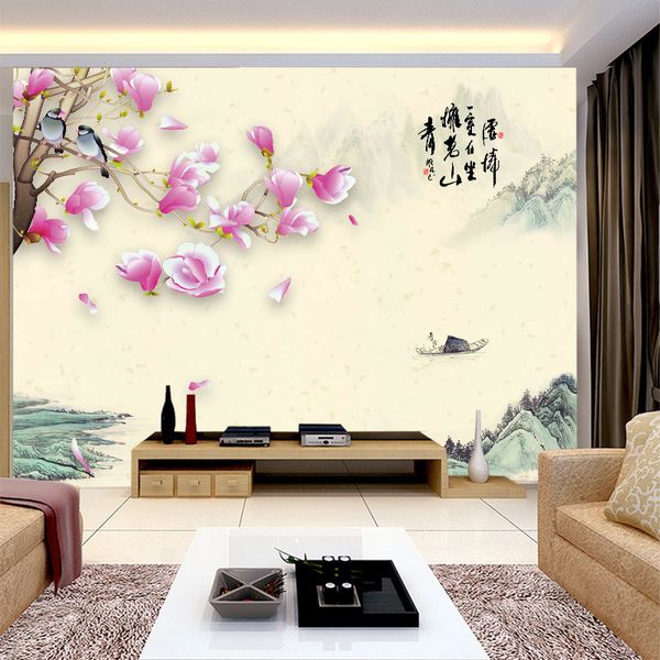 chinese ink landscape magnolia birds and flowers murals 3d wallpaper chinese archaistic style for tv sofa background wall 
chinese ink landscape magnolia birds and flowers murals 3d wallpaper chinese archaistic style for tv sofa background wall