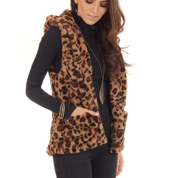 fashion women warm faux fur vest hooded sleeveless leopard print pockets autumn winter coat female clothing streetwear, Black;white
fashion women warm faux fur vest hooded sleeveless leopard print pockets autumn winter coat female clothing streetwear, Black;white