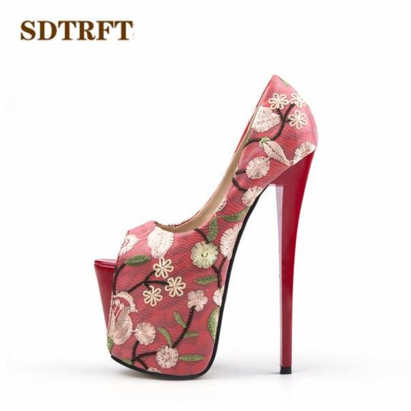sdtrft embroidery 20cm thin high heels red pumps peep toe women shallow mouth shoes zapatos de mujer super size:34-48 49 50, Black
sdtrft embroidery 20cm thin high heels red pumps peep toe women shallow mouth shoes zapatos de mujer super size:34-48 49 50, Black