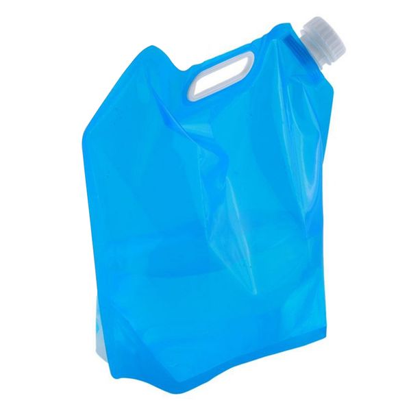 5l food grade pe collapsible foldable water bag camping bag storage hand lifting hiking survival bottle blue color
