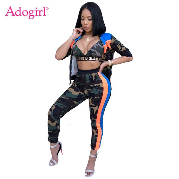 adogirl camo stripe print women tracksuits 3 piece set bra zipper jacket outerwear and pencil pants sporting outfits suit, Gray
adogirl camo stripe print women tracksuits 3 piece set bra zipper jacket outerwear and pencil pants sporting outfits suit, Gray