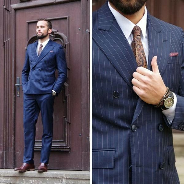 blue stripe wedding tuxedos 2 pieces double breasted peaked lapel groom wear party prom men blazer suit(jacket+pants), Black;gray
blue stripe wedding tuxedos 2 pieces double breasted peaked lapel groom wear party prom men blazer suit(jacket+pants), Black;gray