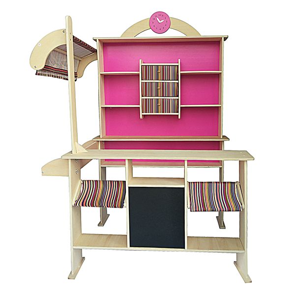 kid education toys wooden shop market shopping pretend play set pink
