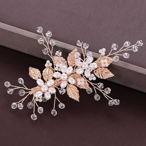 hair barrette accessory crystal european and american popular handmade pearl headdress gold leaf hairpin bridal wedding jewelry, Golden;white
hair barrette accessory crystal european and american popular handmade pearl headdress gold leaf hairpin bridal wedding jewelry, Golden;white