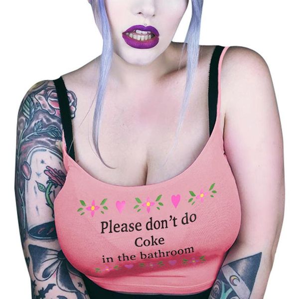 2019 fashion vest please dont do coke in the bathroom crop womens casual tank letter vest halter camisole, White
2019 fashion vest please dont do coke in the bathroom crop womens casual tank letter vest halter camisole, White