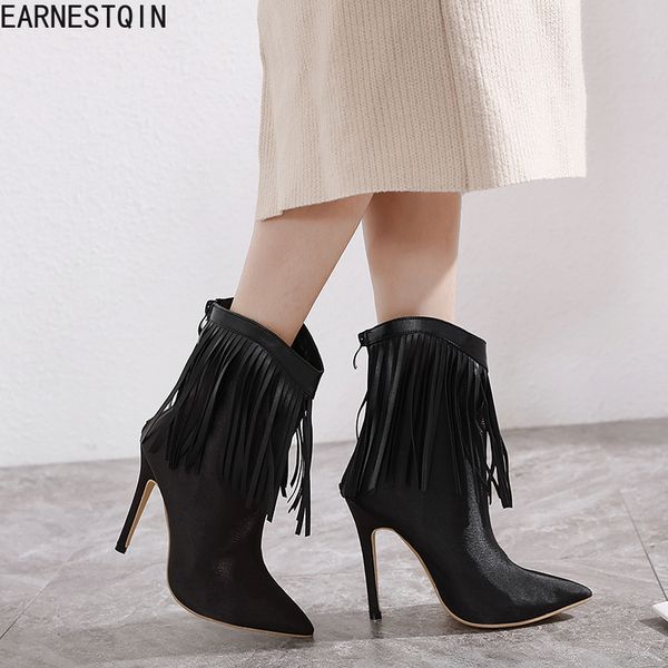 roman style tassel simple 12cm high heeled women boots pu leather women's shoes, Black
roman style tassel simple 12cm high heeled women boots pu leather women's shoes, Black
