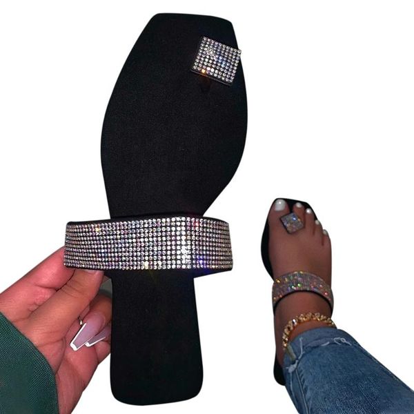 2020 summer women crystal slippers glitter flat female candy color flip flops outdoor sandals ladies slides beach shoes, Black 
2020 summer women crystal slippers glitter flat female candy color flip flops outdoor sandals ladies slides beach shoes, Black