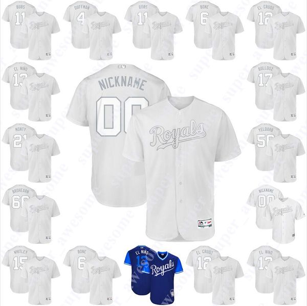 Royals Nickname 2019 Players Weekend Jersey Whit Merrifield Bubba Starling Jorge Soler Salvador Perez Hunter Dozier Josh Staumont Gordon
Royals Nickname 2019 Players Weekend Jersey Whit Merrifield Bubba Starling Jorge Soler Salvador Perez Hunter Dozier Josh Staumont Gordon