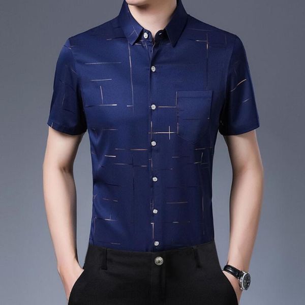feitong business shirt for men summer social shirt short sleeves collar printed slim fit male social business dress, White;black
feitong business shirt for men summer social shirt short sleeves collar printed slim fit male social business dress, White;black