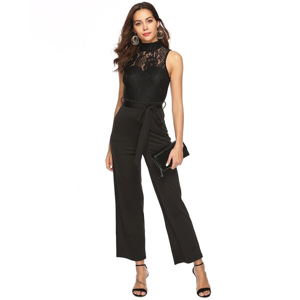 wide leg lace solid jumpsuit women 2019 new summer black round neck sleeveless sashes elegant hollow out work jumpsuit rompers, Black;white
wide leg lace solid jumpsuit women 2019 new summer black round neck sleeveless sashes elegant hollow out work jumpsuit rompers, Black;white