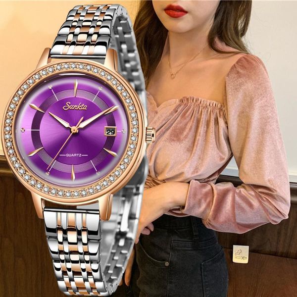 sunkta 2020 dress gold watch women crystal diamond watches adies wrist watches stainless steel silver clock women montre femme, Slivery;brown
sunkta 2020 dress gold watch women crystal diamond watches adies wrist watches stainless steel silver clock women montre femme, Slivery;brown