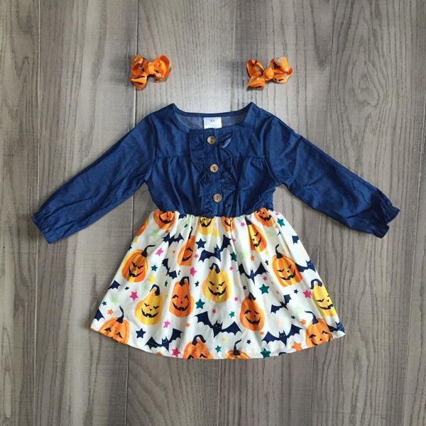 new fall/winter halloween baby girls children clothes cotton ghost pumpkin denims ruffles dress boutique long sleeve match bow, Red;yellow
new fall/winter halloween baby girls children clothes cotton ghost pumpkin denims ruffles dress boutique long sleeve match bow, Red;yellow