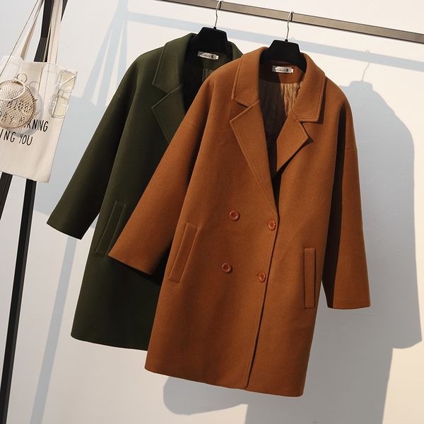 women's wool & blends 2021 autumn women woolen coat warm long sleeve loose plus size outwear jacket ladies winter casual elegant overco, Black
women's wool & blends 2021 autumn women woolen coat warm long sleeve loose plus size outwear jacket ladies winter casual elegant overco, Black