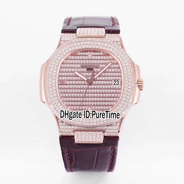 edition nautilus jumbo 5719/1g-001 18k rose gold fully paved with diamonds 324sc automatic mens watch brown leather for puretime twf05, Slivery;brown
edition nautilus jumbo 5719/1g-001 18k rose gold fully paved with diamonds 324sc automatic mens watch brown leather for puretime twf05, Slivery;brown