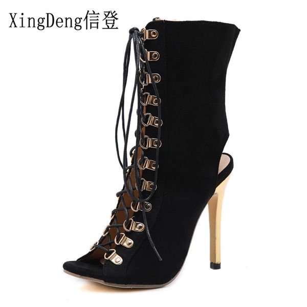 xingdeng ladies summer party bandage high heels ridding boots women rivets lace up ankle strap motorcycle boots shoes, Black 
xingdeng ladies summer party bandage high heels ridding boots women rivets lace up ankle strap motorcycle boots shoes, Black
