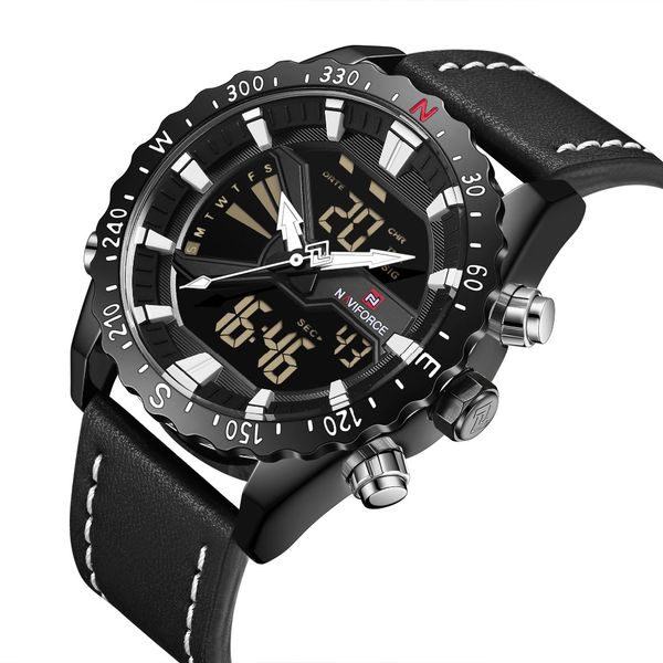 new men's double movement multi-function quartz watch, Slivery;brown