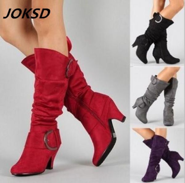 joksd large size 43 2018 knee high boots women autumn faux suede buckle fashion spike heels woman shoes winter l220, Black
joksd large size 43 2018 knee high boots women autumn faux suede buckle fashion spike heels woman shoes winter l220, Black