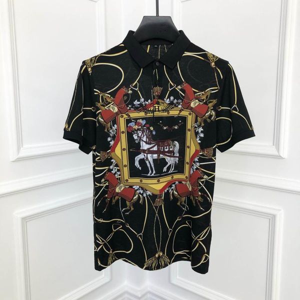 w6151 2020 runway european design short print party style t-shirts men's clothing, White;black
w6151 2020 runway european design short print party style t-shirts men's clothing, White;black